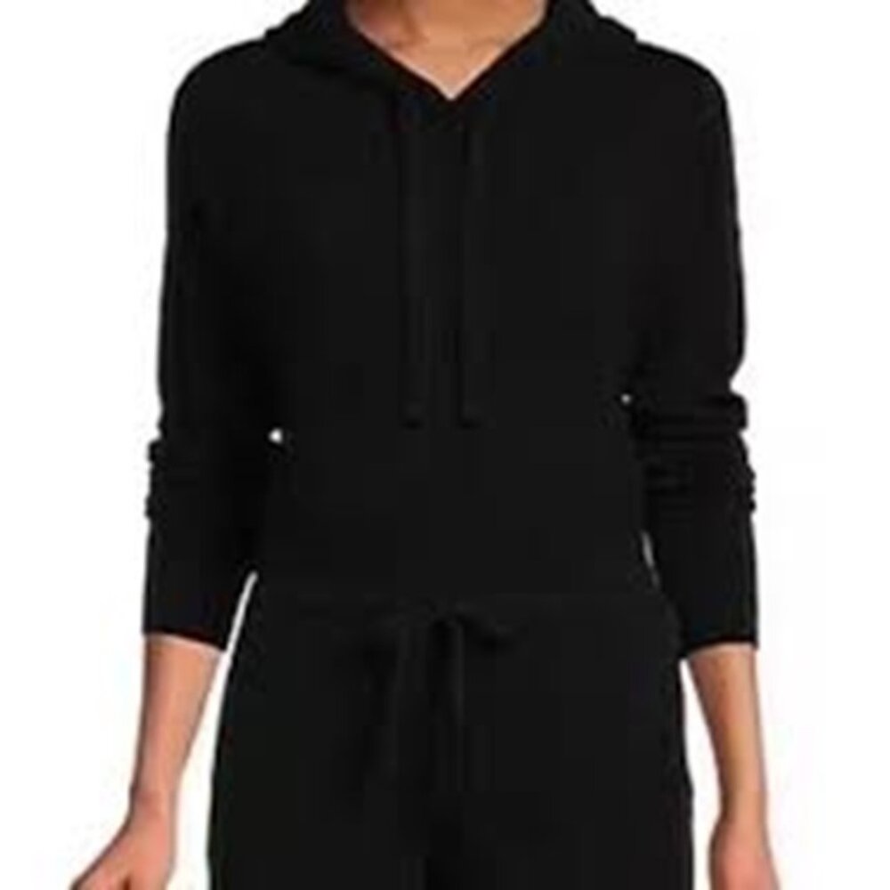NWT Antonio Melani Black Cashmere Pierce Hooded Sweater